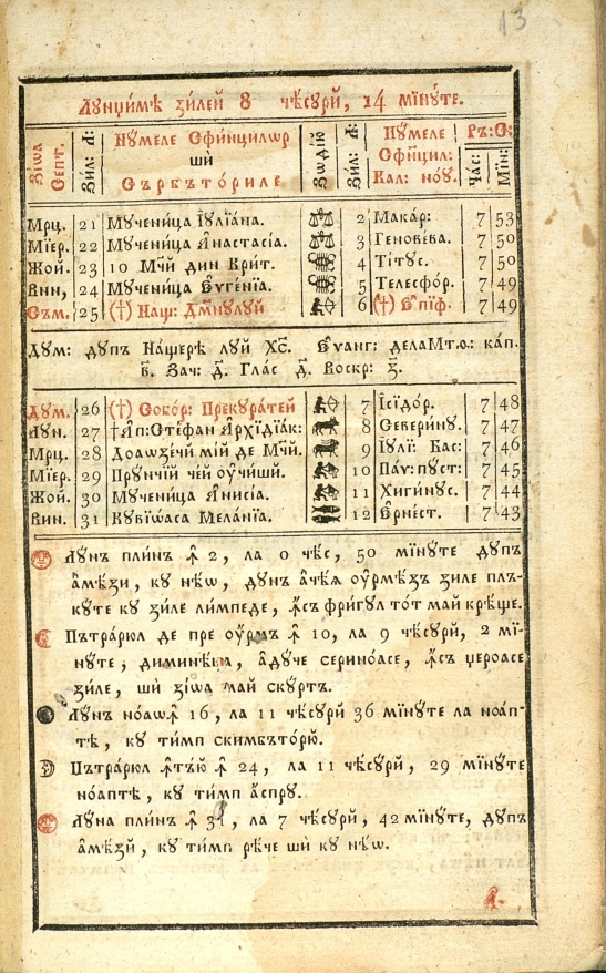 Calendar vechi romanesc